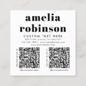 Modern Retro Typografy Business Logo 2 QR Code Quadratische Visitenkarte (Rückseite)