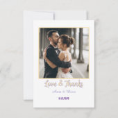 Modern Retro Typography Faux Gold Photo Wedding Dankeskarte (Vorderseite)