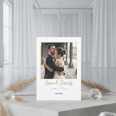 Modern Retro Typography Faux Gold Photo Wedding Dankeskarte
