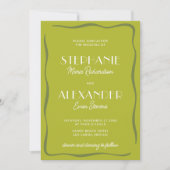 Modern Retro Vibrant Bold Citrus Green Wedding Einladung (Vorderseite)