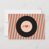 Modern Retro Vinyl Record Orange Sky Blue UAWG RSVP Karte (Rückseite)
