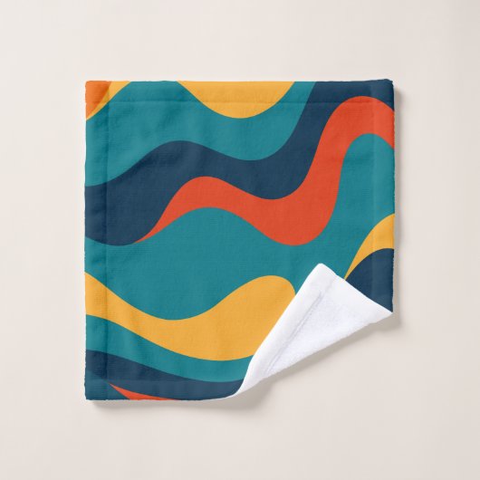 Modern Retro Wavy Abstract Pattern Badhandtuch Set (Waschlappen)