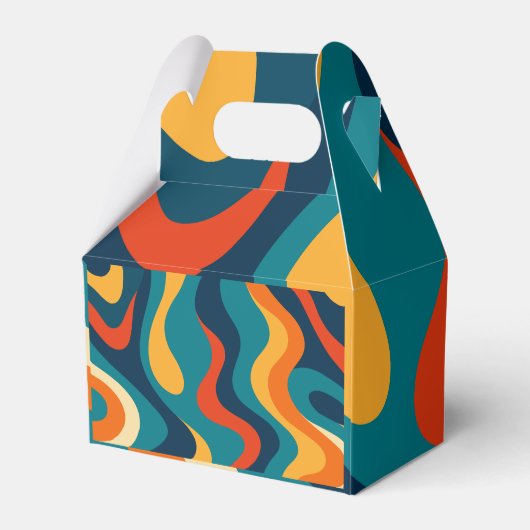 Modern Retro Wavy Abstract Pattern Geschenkschachtel (Rückseite)