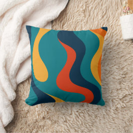 Modern Retro Wavy Abstract Pattern Kissen