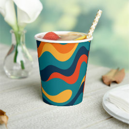 Modern Retro Wavy Abstract Pattern Pappbecher