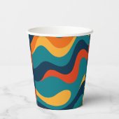 Modern Retro Wavy Abstract Pattern  Pappbecher (Rückseite)