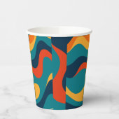 Modern Retro Wavy Abstract Pattern  Pappbecher (Links)