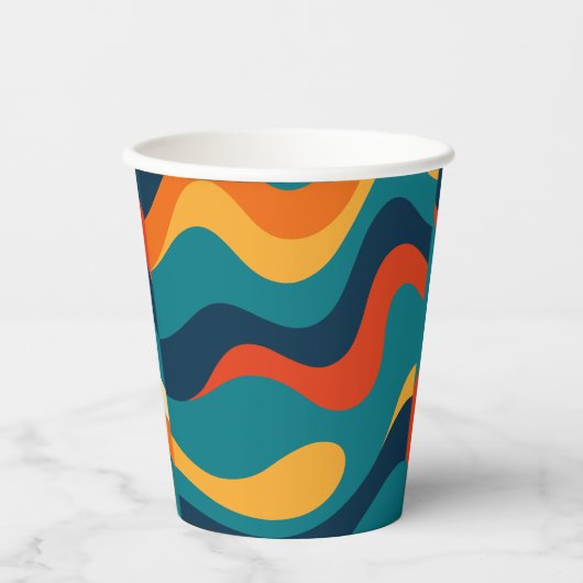 Modern Retro Wavy Abstract Pattern  Pappbecher (Vorderseite)