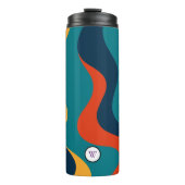 Modern Retro Wavy Abstract Pattern  Thermosbecher (Vorderseite)