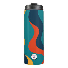 Modern Retro Wavy Abstract Pattern Thermosbecher