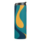 Modern Retro Wavy Abstract Pattern  Thermosbecher (Nach links gedreht)