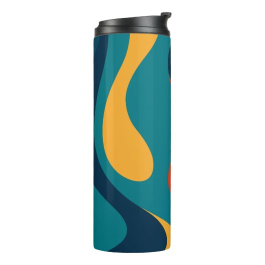 Modern Retro Wavy Abstract Pattern  Thermosbecher (Nach links gedreht)