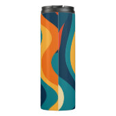 Modern Retro Wavy Abstract Pattern  Thermosbecher (Rückseite)