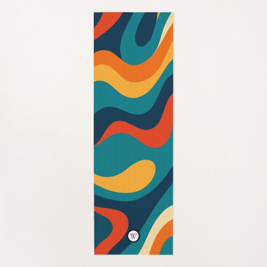 Modern Retro Wavy Abstract Pattern Yogamatte (Vorderseite)