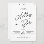 Modern retro whimsical script photo wedding einladung (Vorne/Hinten)