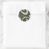 Modern Return Address Label - Braun & Blau Runder Aufkleber (Tasche)