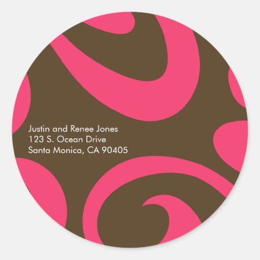 Modern Return Address Label - Braun & Rosa Runder Aufkleber (Vorderseite)