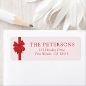 Modern Ribbon Bow Wrapped Christmas Return Address (Insitu)