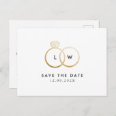 Modern Ring Monogram Save the Date Postkarte (Vorne/Hinten)