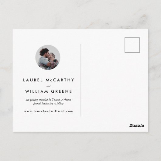 Modern Ring Monogram Save the Date Postkarte (Rückseite)