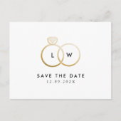 Modern Ring Monogram Save the Date Postkarte (Vorderseite)