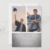 Modern Ripped Paper Graduation Photo Announcement Einladung (Vorderseite)