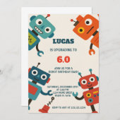 Modern Robot Birthday Einladung (Vorne/Hinten)
