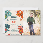 Modern Robot Birthday Einladung mit Foto (Vorderseite)