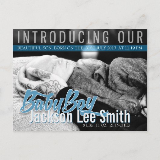 Modern Rock New Baby Boy Foto Vorlage Postcard (Vorderseite)