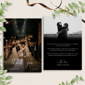 Modern Romantic Black & White Photo Script Wedding Dankeskarte