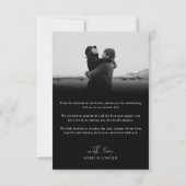 Modern Romantic Black & White Photo Script Wedding Dankeskarte (Rückseite)