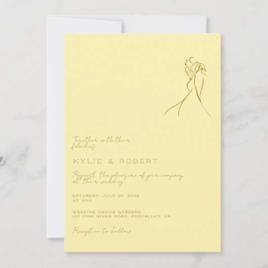Modern Romantic Butter Yellow Wedding Einladung (Vorderseite)