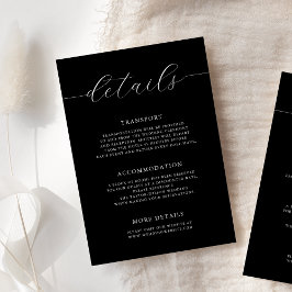 Modern Romantic Calligraphy Black Wedding Details Begleitkarte