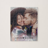 Modern Romantic Couple Foto Monogram Names Puzzle (Vertikal)
