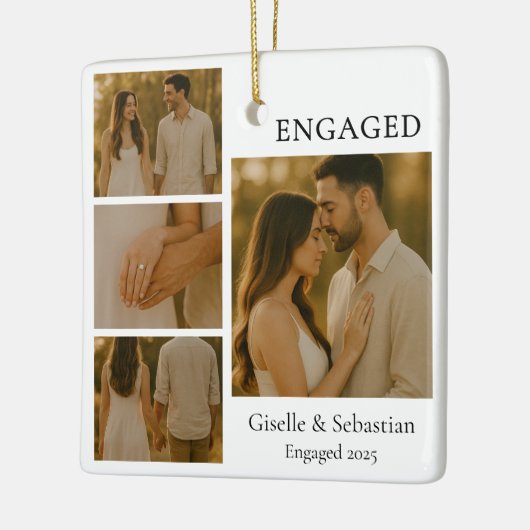 Modern Romantic Engagement Photo Keepsake Keramikornament (Links)