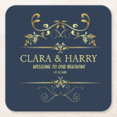 Modern romantic gold calligraphy wedding rechteckiger pappuntersetzer (Vorderseite)