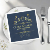 Modern romantic gold calligraphy wedding  serviette