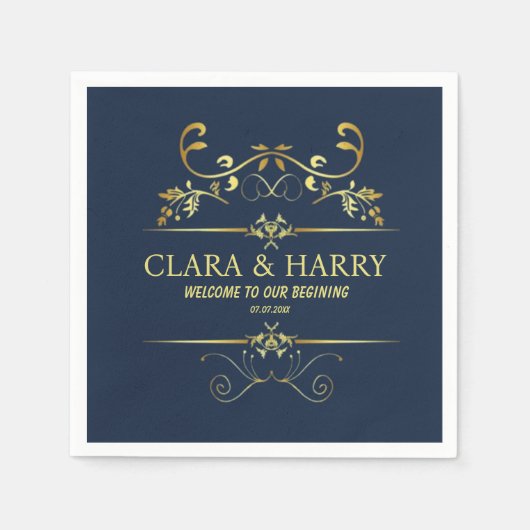 Modern romantic gold calligraphy wedding serviette (Vorderseite)