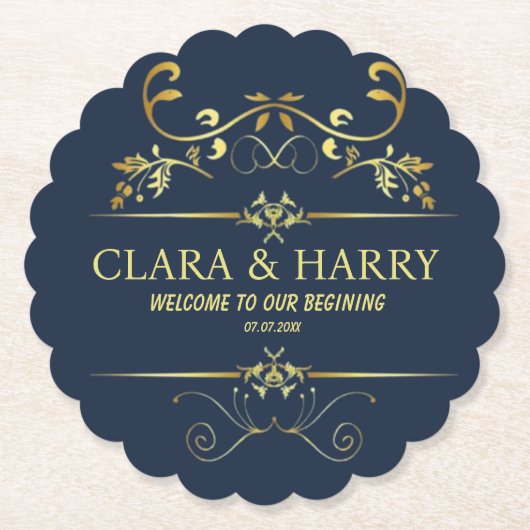 Modern romantic gold calligraphy wedding untersetzer (Vorderseite)