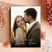 Modern Romantic Handwritten Script Photo Wedding  Dankeskarte