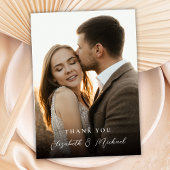 Modern Romantic Handwritten Script Photo Wedding  Dankeskarte