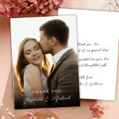 Modern Romantic Handwritten Script Photo Wedding  Dankeskarte