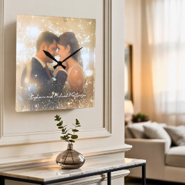 Modern Romantic Love Keepsake Trust Magic Wedding  Quadratische Wanduhr