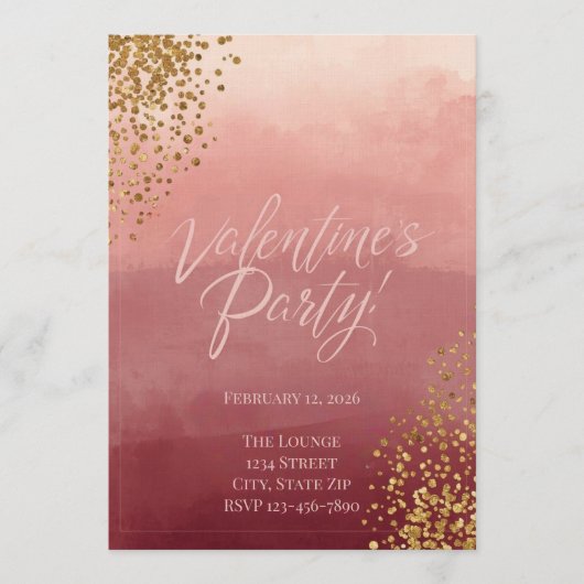Modern Romantic Valentine’s Party Invitation Einladung (Vorderseite)