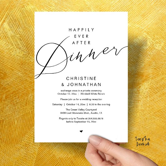 Modern Romantic Wedding Happily Ever After Dinner Einladung