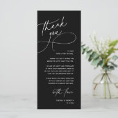 Modern Romantic Wedding Reception Thank You Card Programm (Stehend Vorderseite)
