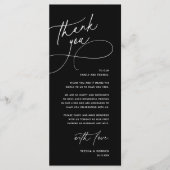 Modern Romantic Wedding Reception Thank You Card Programm (Vorderseite)