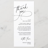 Modern Romantic Wedding Reception Thank You Card Programm (Vorderseite)
