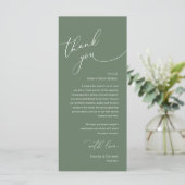 Modern Romantic Wedding Reception Thank You Card Programm (Stehend Vorderseite)