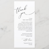 Modern Romantic Wedding Reception Thank You Card Programm (Vorderseite)